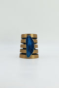 Brazalete Sol Dorado Ágata Azul