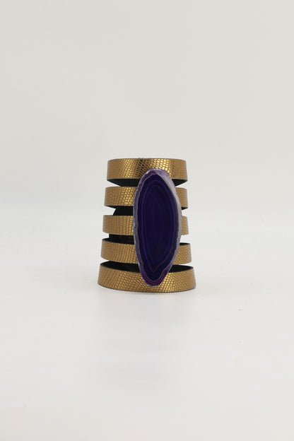 Brazalete Sol Dorado Ágata Morada