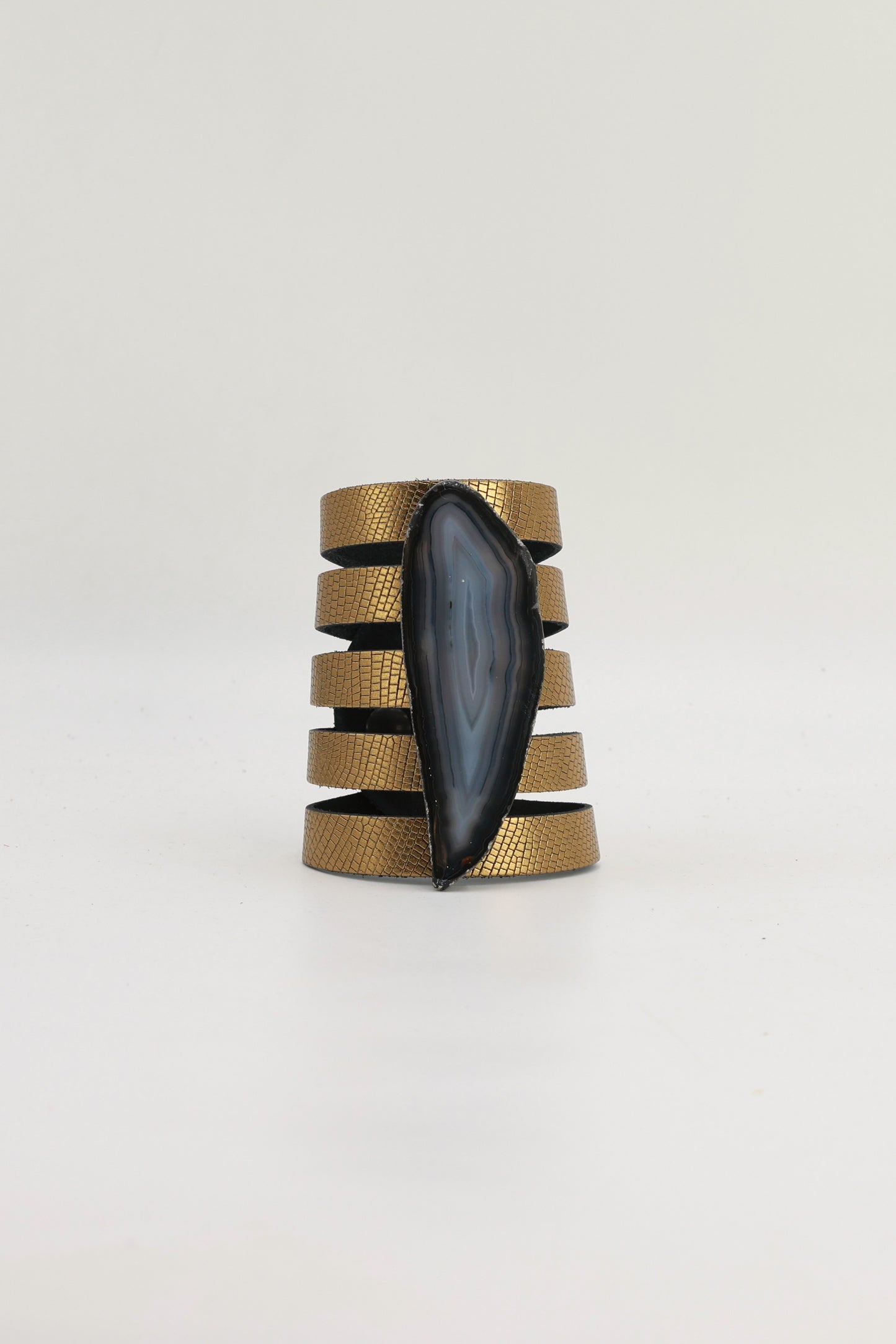 Brazalete Sol Dorado Ágata Natural