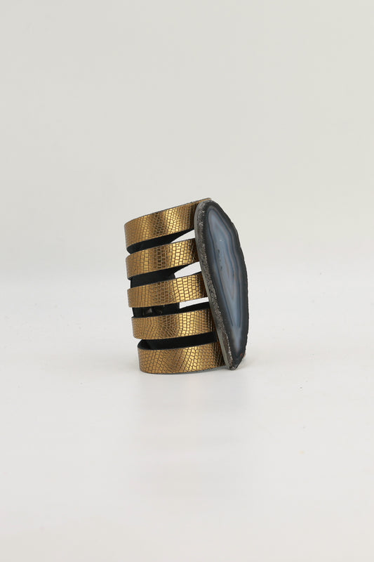 Brazalete Sol Dorado Ágata Natural