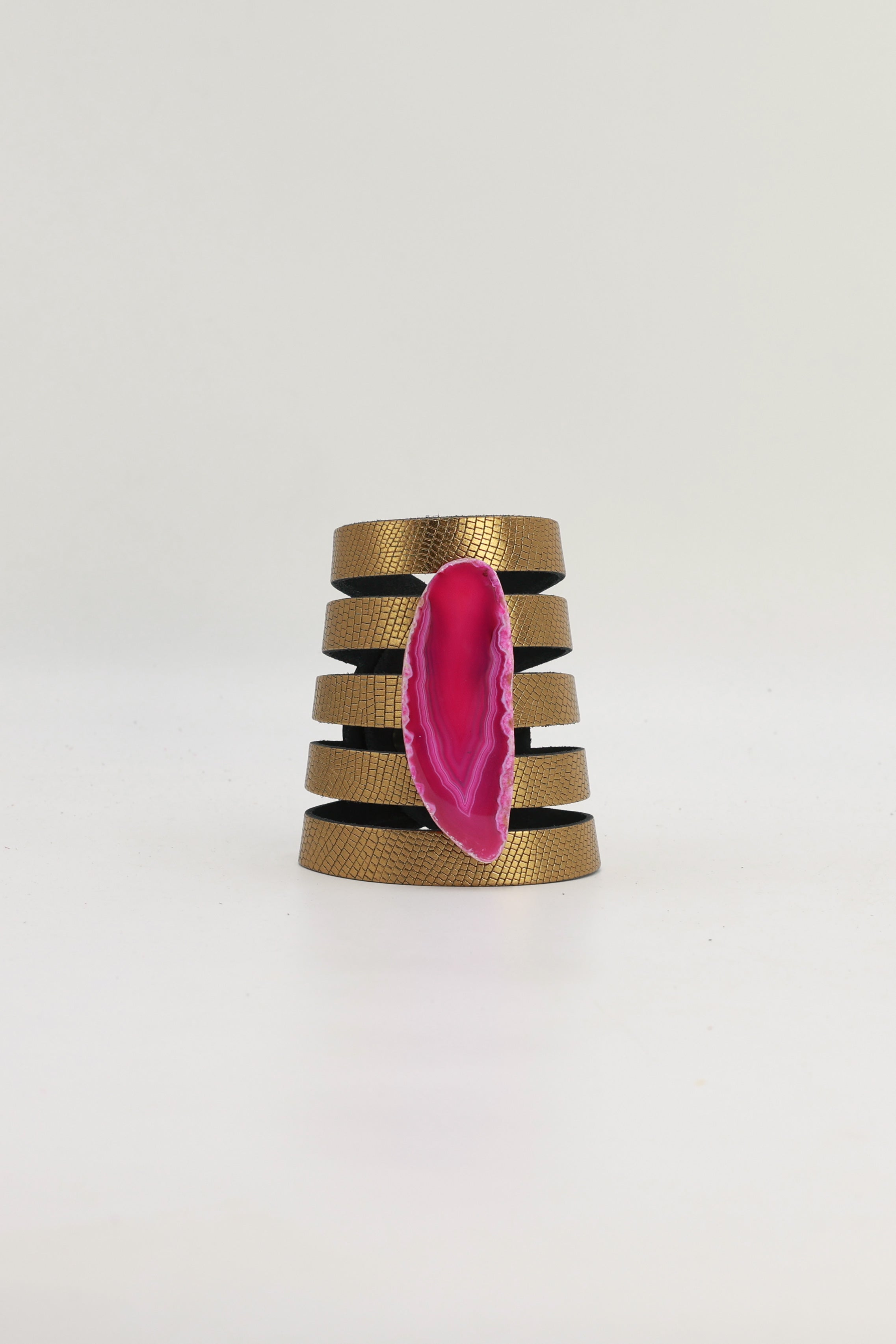 Brazalete Sol Dorado Ágata Rosa