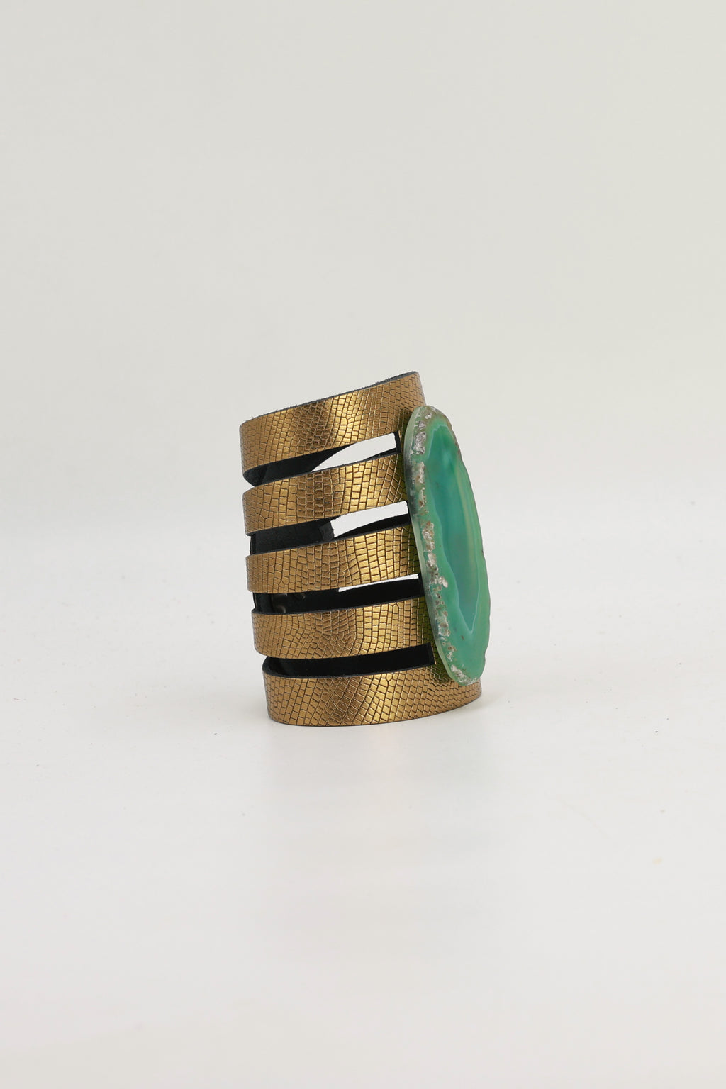 Brazalete Sol Dorado Ágata Verde