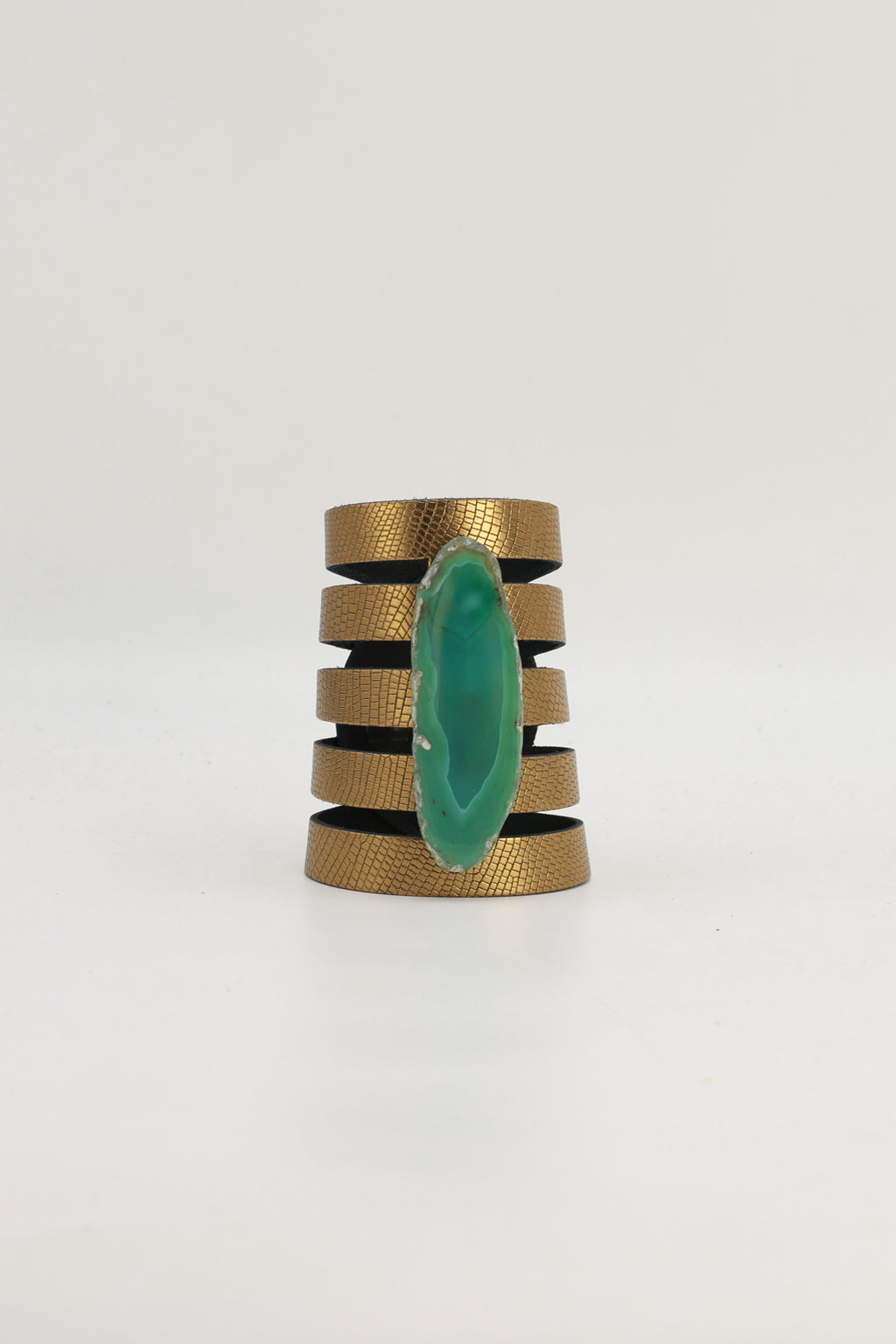 Brazalete Sol Dorado Ágata Verde
