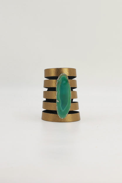 Brazalete Sol Dorado Ágata Verde
