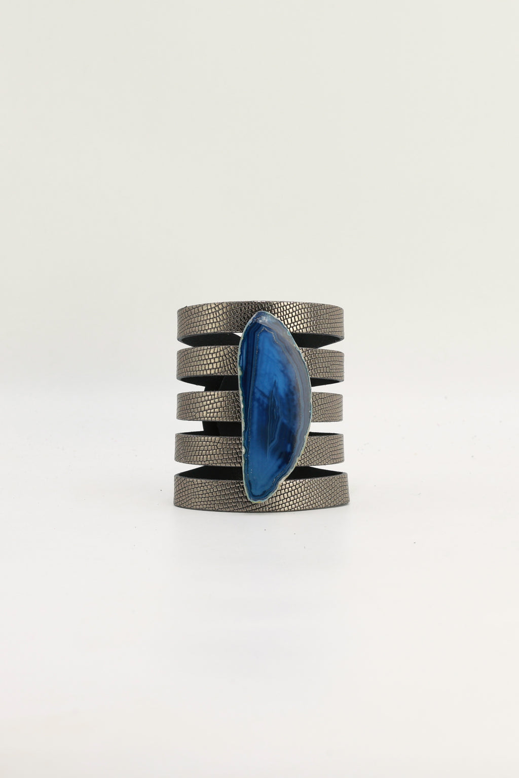 Brazalete Sol Plomo Ágata Azul