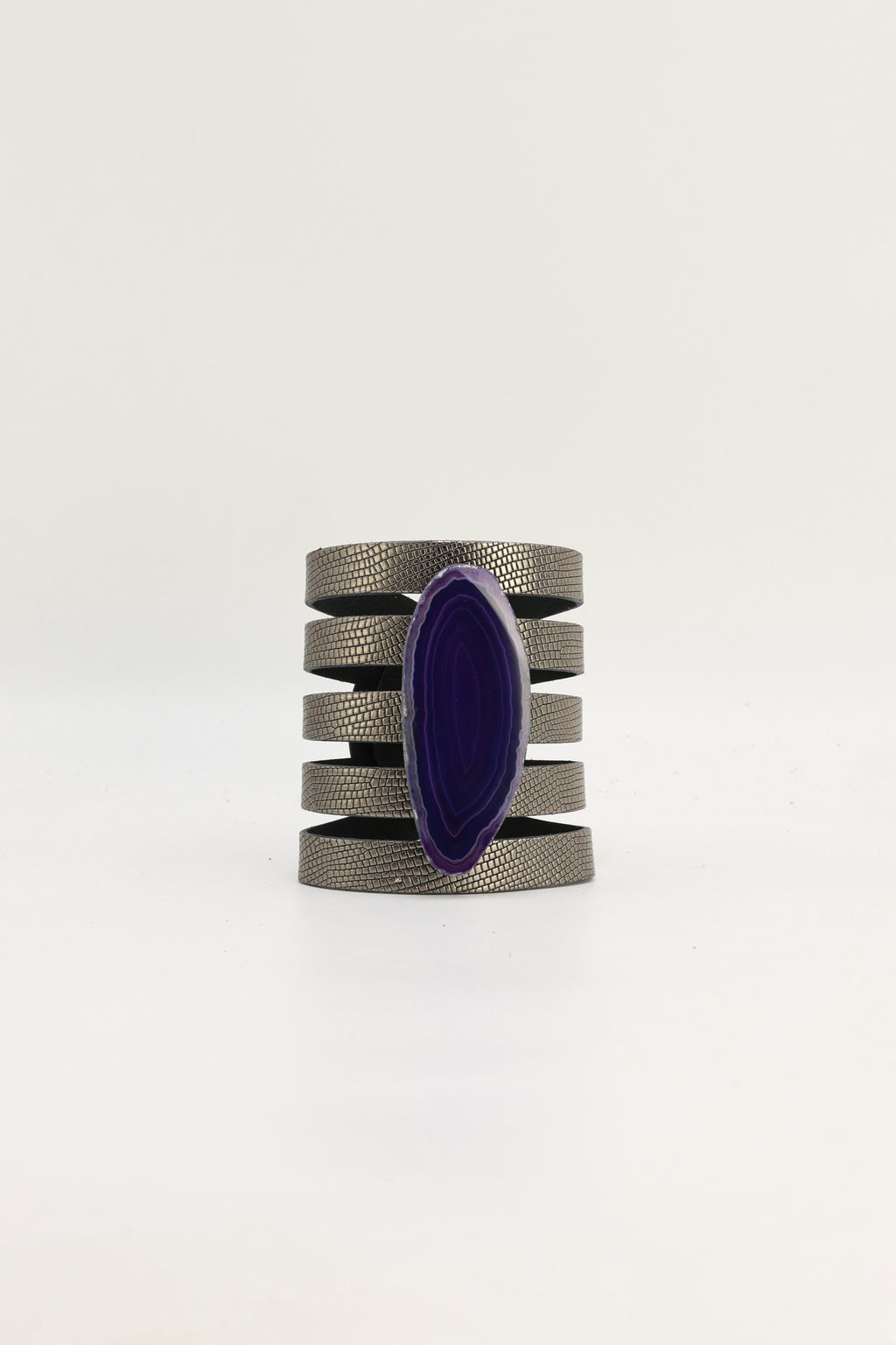 Brazalete Sol Plomo Ágata Morada