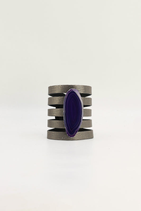 Brazalete Sol Plomo Ágata Morada