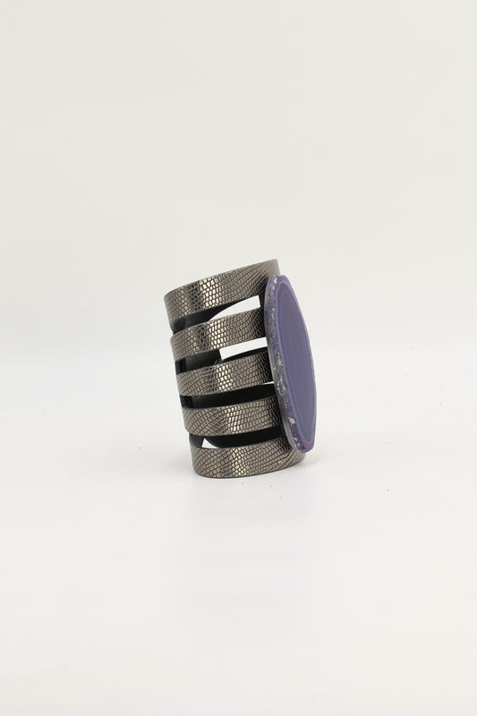 Brazalete Sol Plomo Ágata Morada