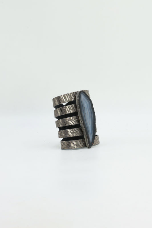 Brazalete Sol Plomo Ágata Natural