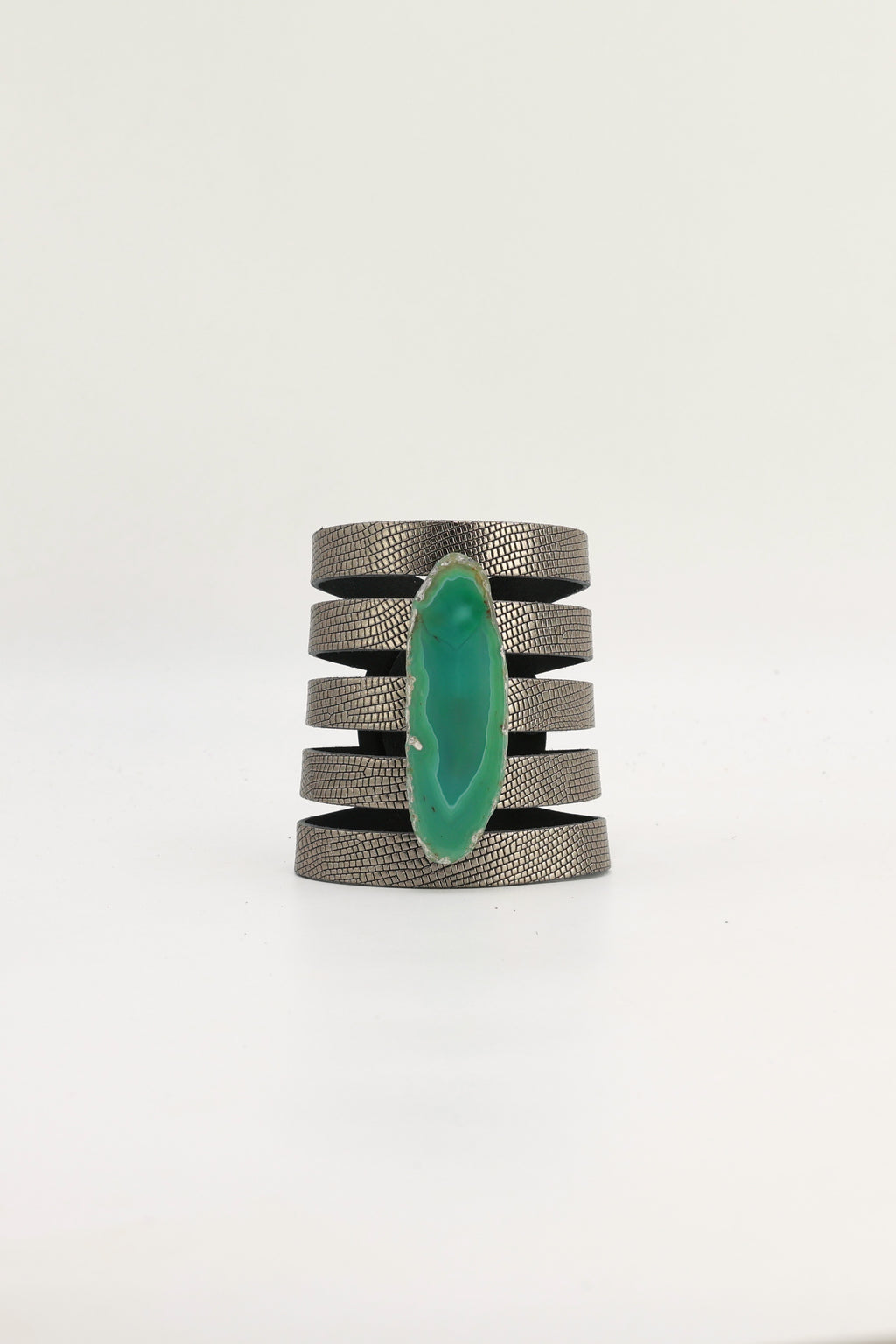 Brazalete Sol Plomo Ágata Verde