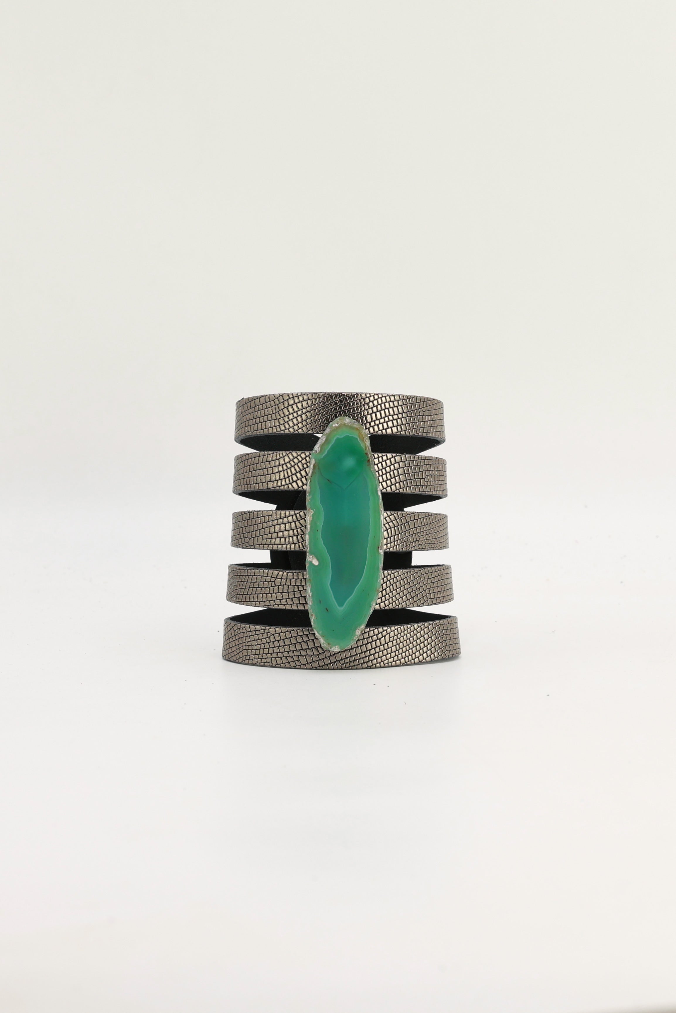 Brazalete Sol Plomo Ágata Verde