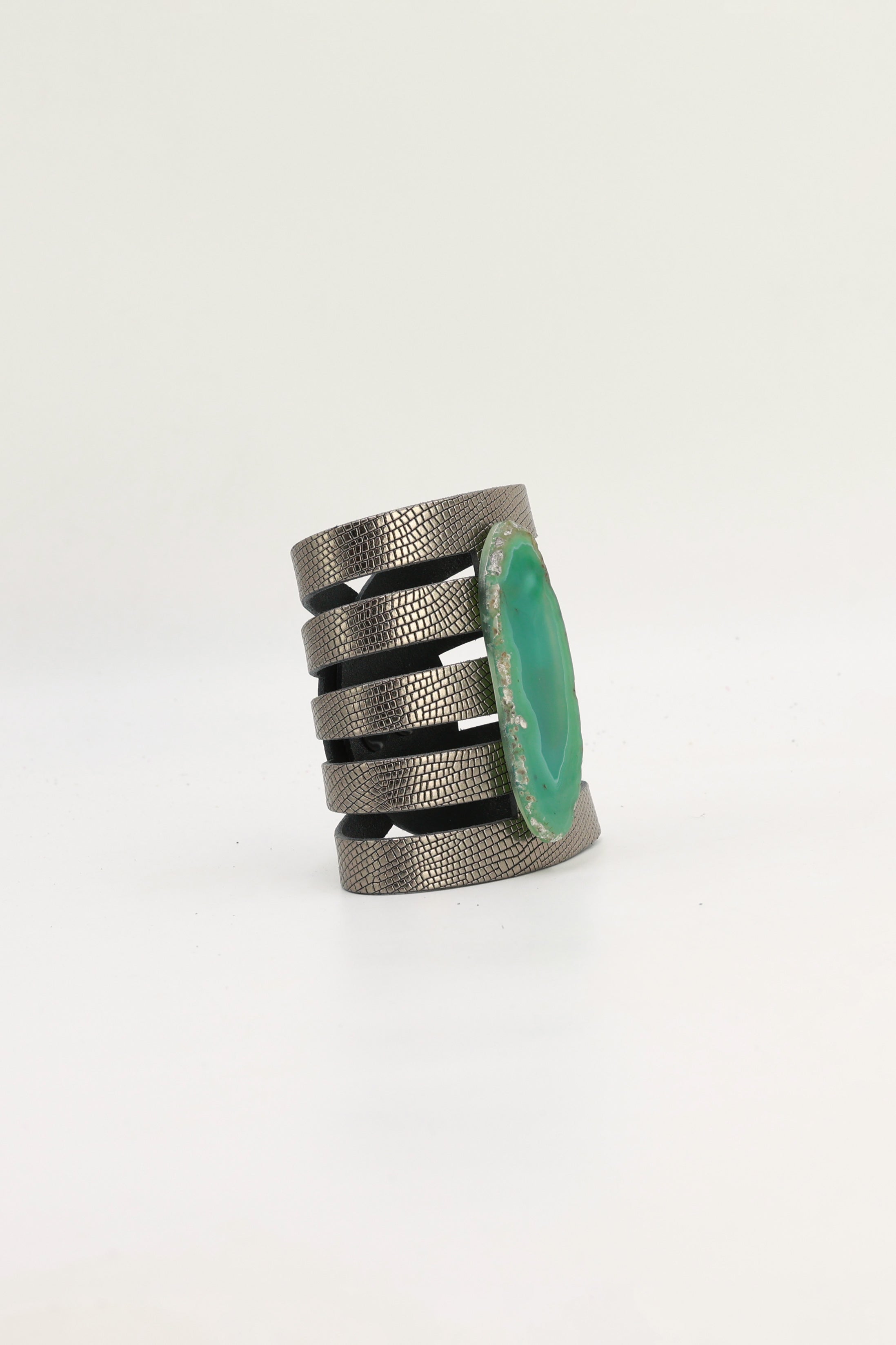 Brazalete Sol Plomo Ágata Verde