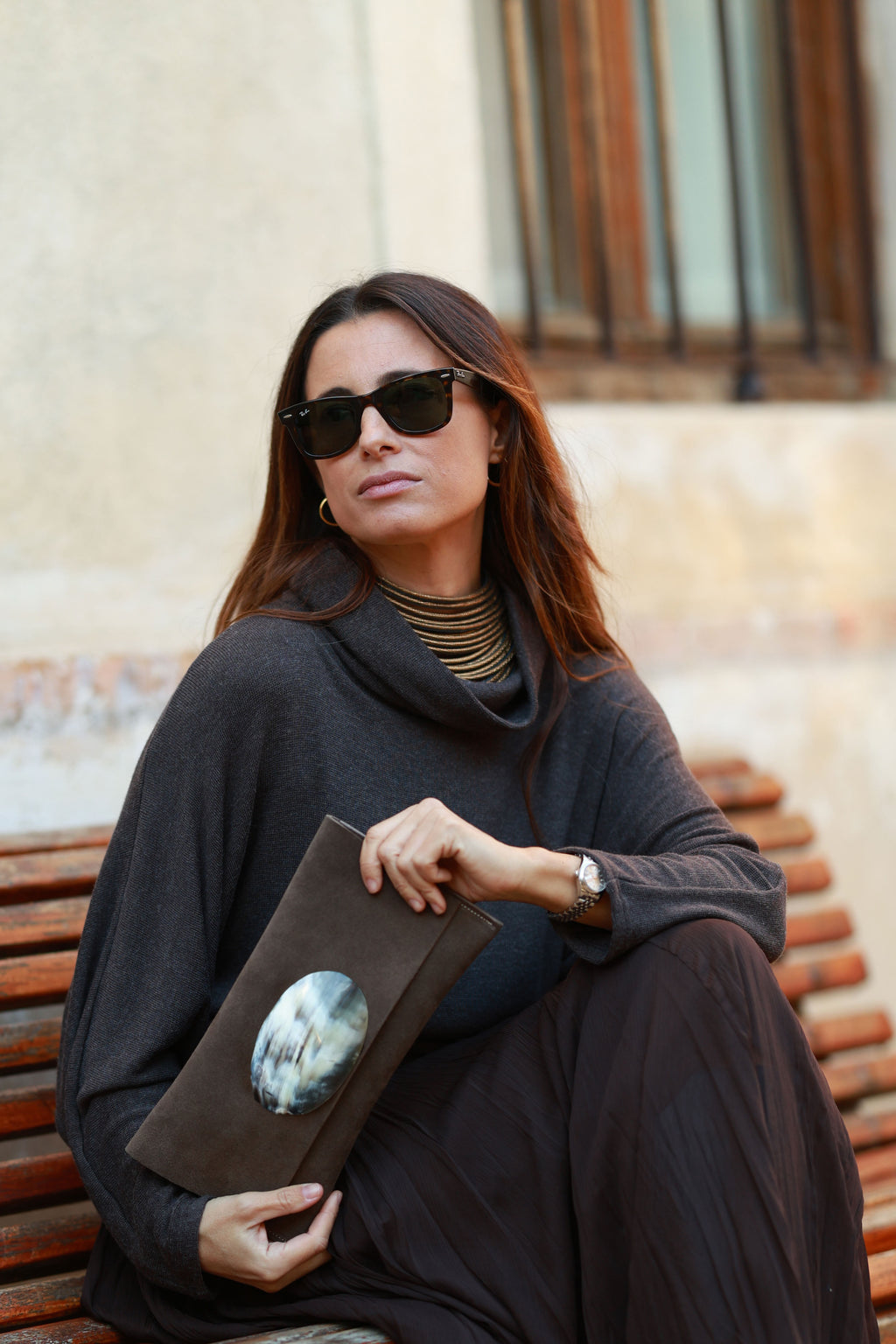 Cartera Maxi Ante Color Topo Asta