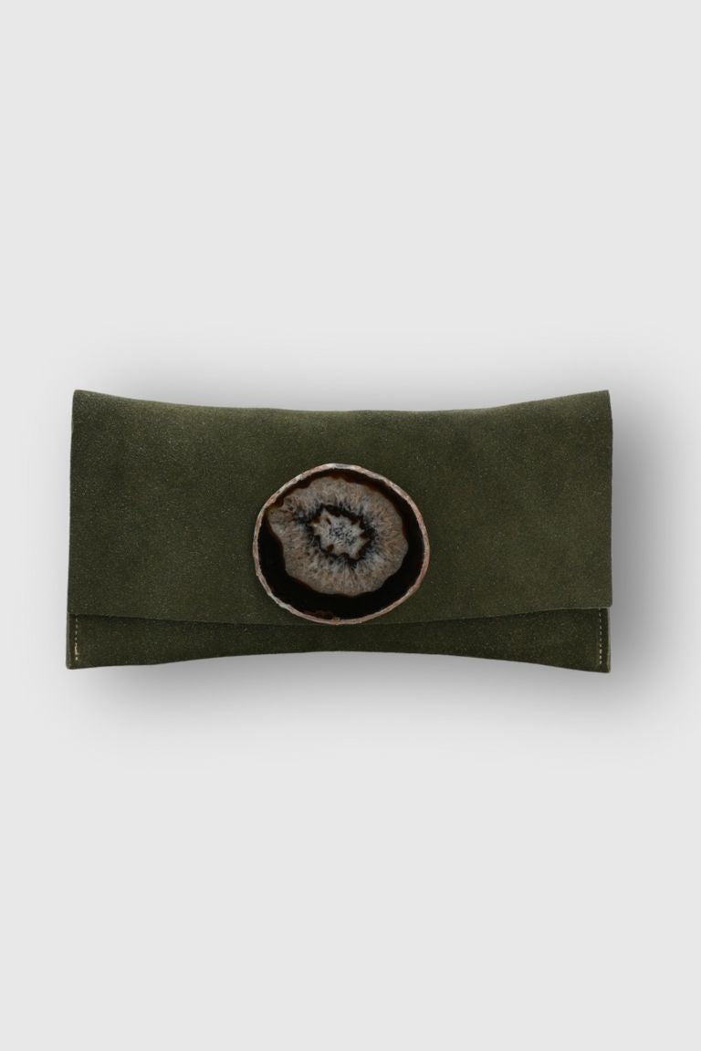 Cartera Maxi Ante Verde Ágata Natural