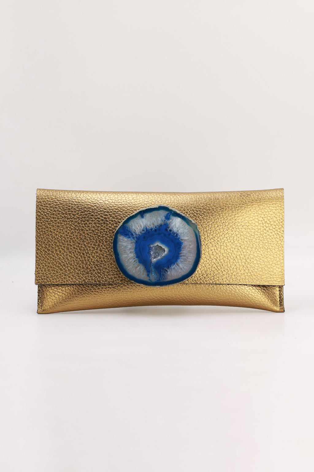 Cartera Maxi Dorada Ágata Azul