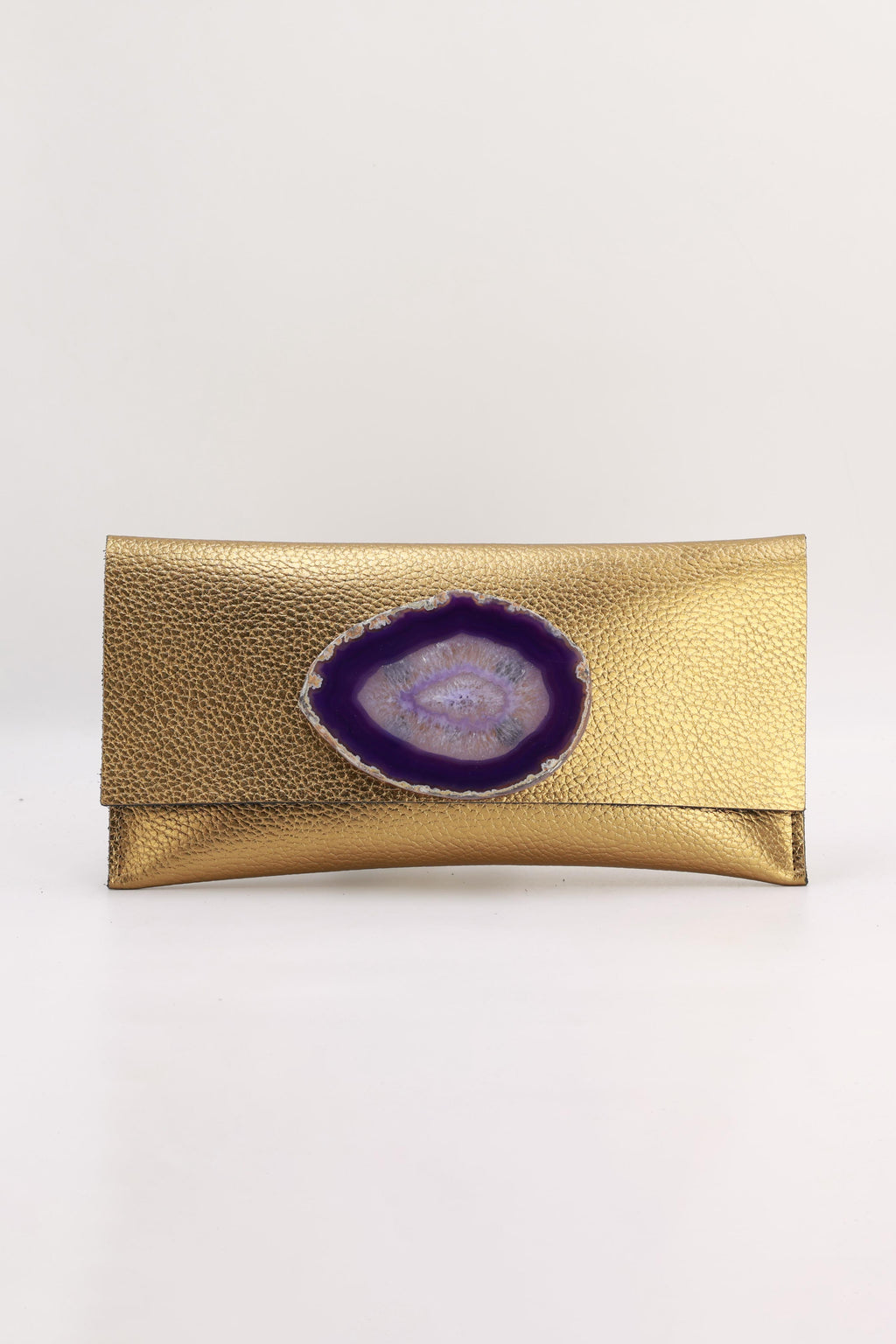 Cartera Maxi Dorada Ágata Morada
