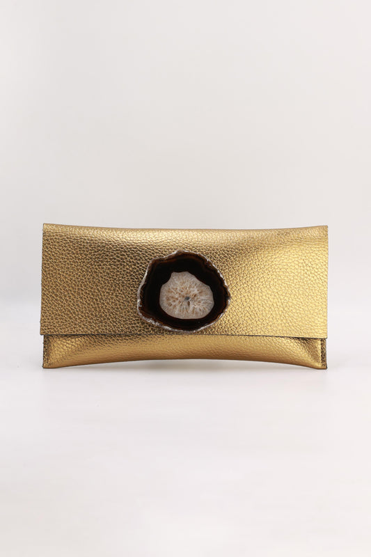Cartera Maxi Dorada Ágata Natural