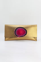 Cartera Maxi Dorada Ágata Rosa