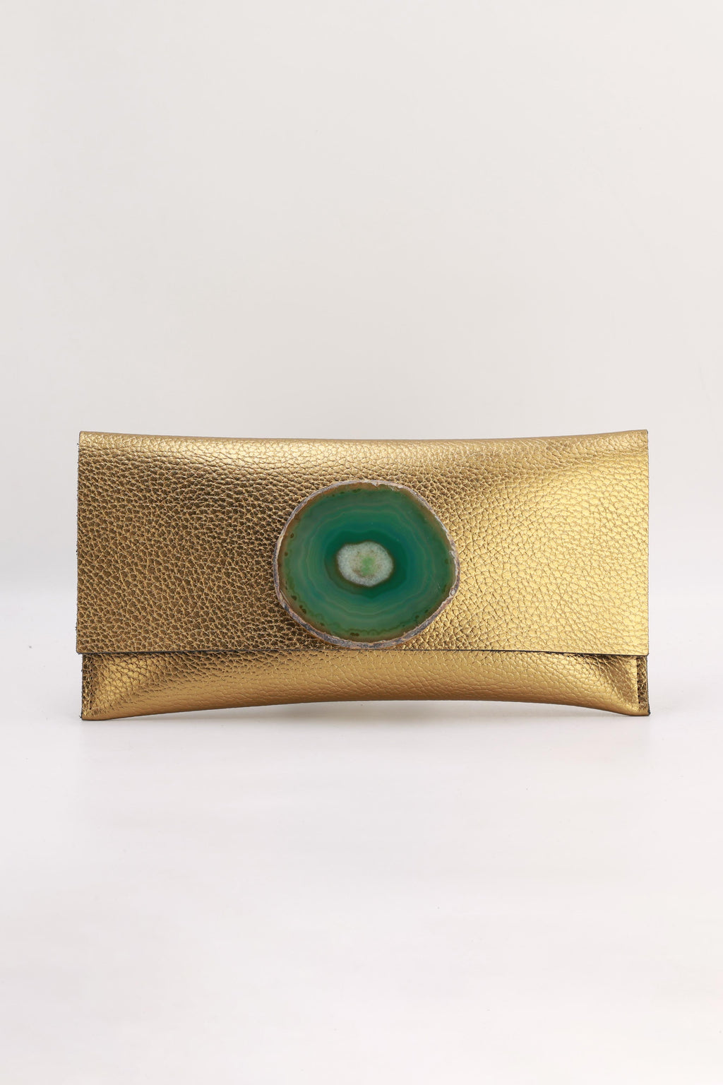 Cartera Maxi Dorada Ágata Verde