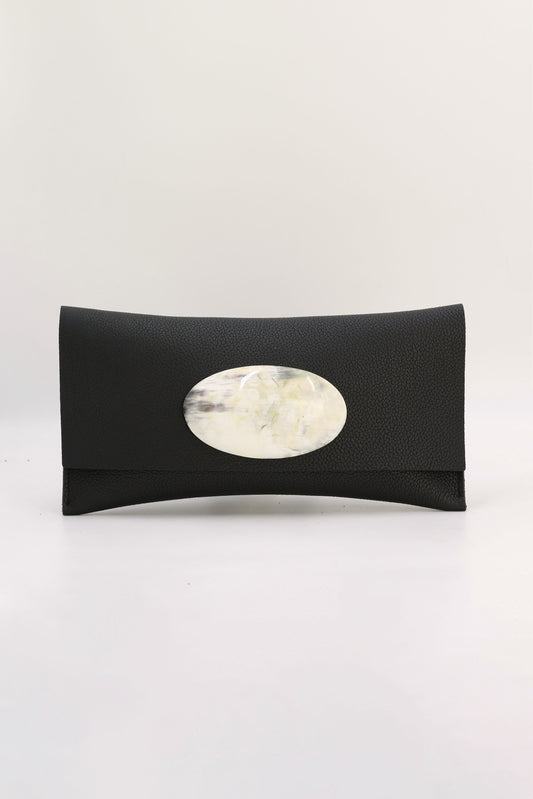 Cartera Maxi Negra Asta Ovalada