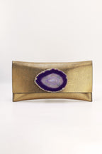 Cartera Maxi Premium Dorado Ágata Morada