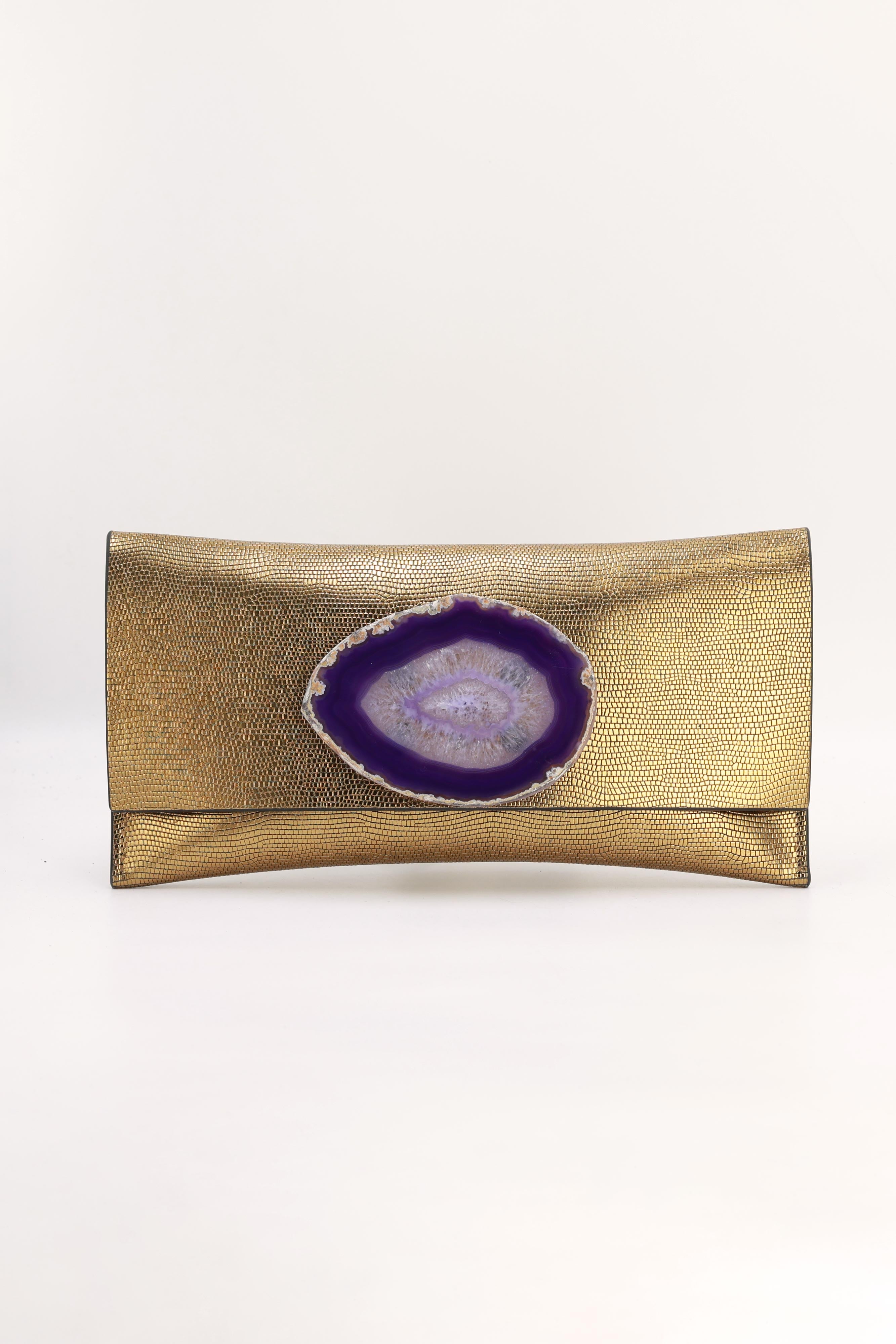 Cartera Maxi Premium Dorado Ágata Morada
