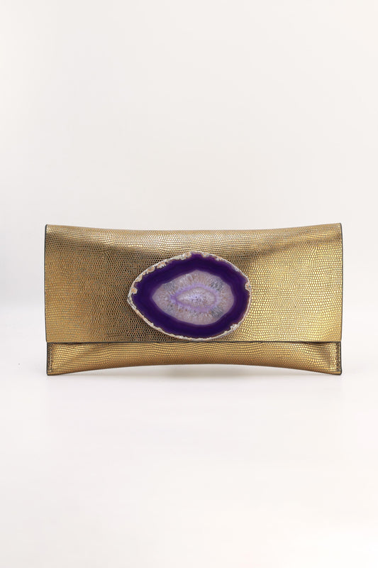 Cartera Maxi Premium Dorado Ágata Morada