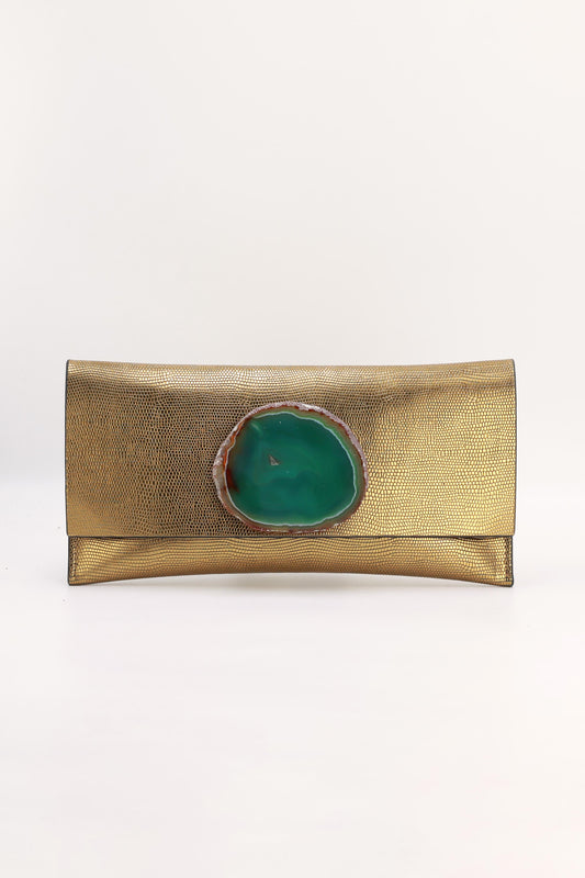 Cartera Maxi Premium Dorado Ágata Verde