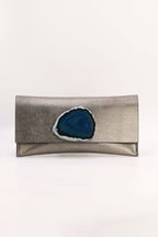 Cartera Maxi Premium Grabado Plomo Ágata Azul