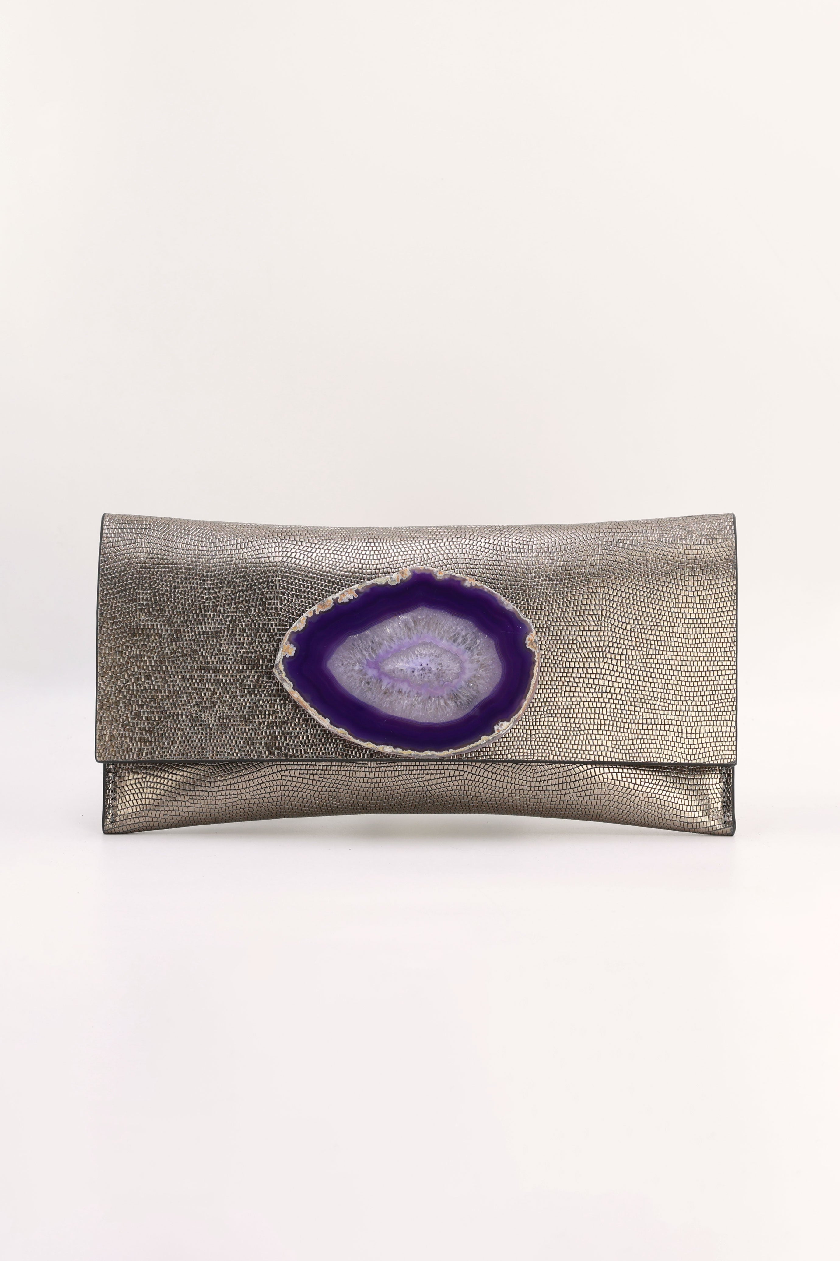 Cartera Maxi Premium Grabado Plomo Ágata Morada
