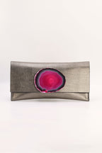 Cartera Maxi Premium Grabado Plomo Ágata Rosa