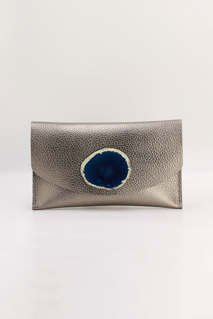 Cartera Midi Bronce Ágata Azul