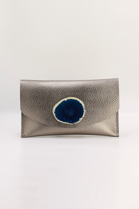 Cartera Midi Bronce Ágata Azul