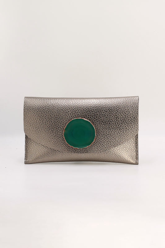 Cartera Midi Bronce Ágata Verde
