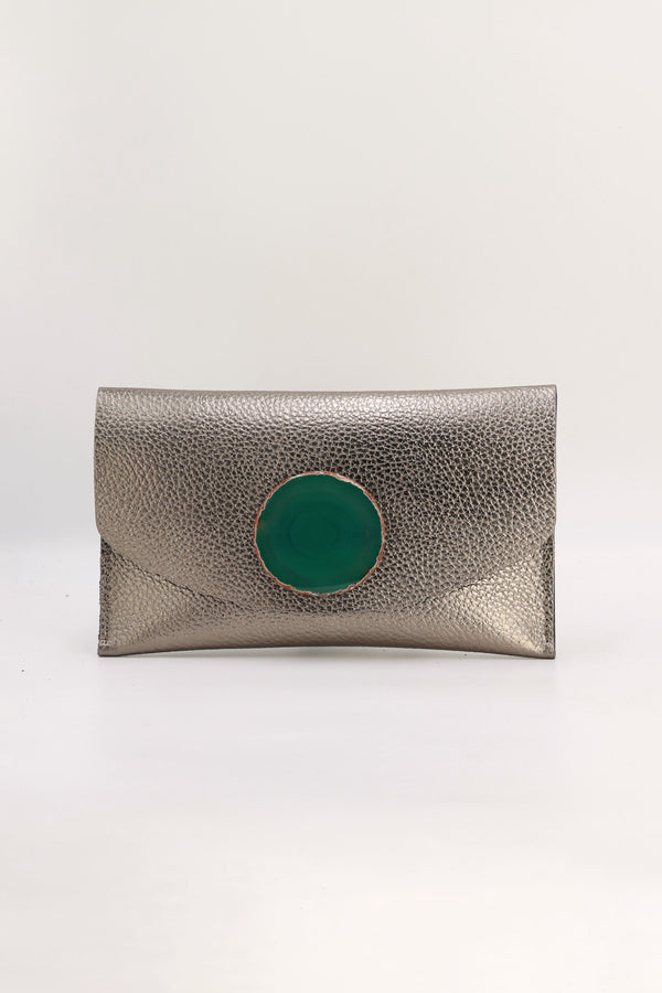 Cartera Midi Bronce Ágata Verde