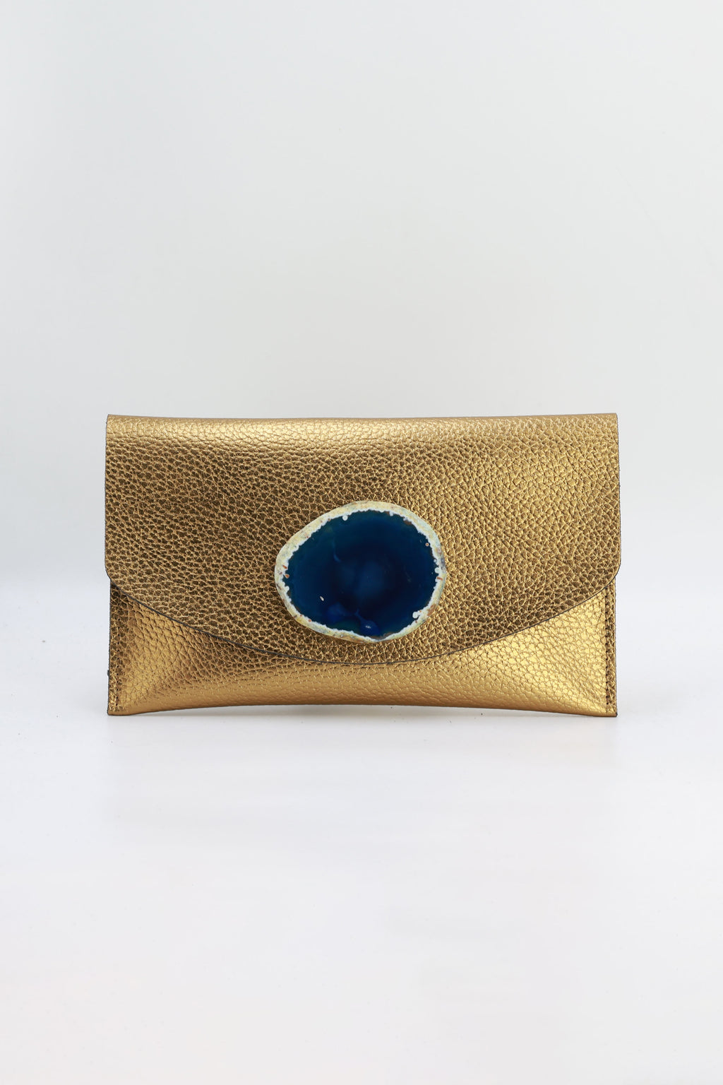 Cartera Midi Dorada Ágata Azul