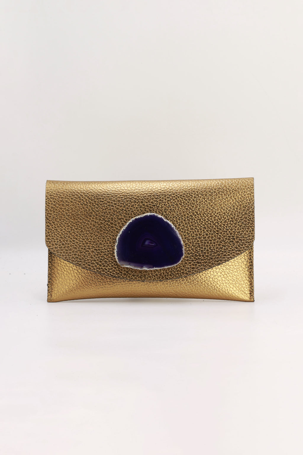 Cartera Midi Dorada Ágata Morada