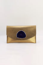 Cartera Midi Dorada Ágata Morada