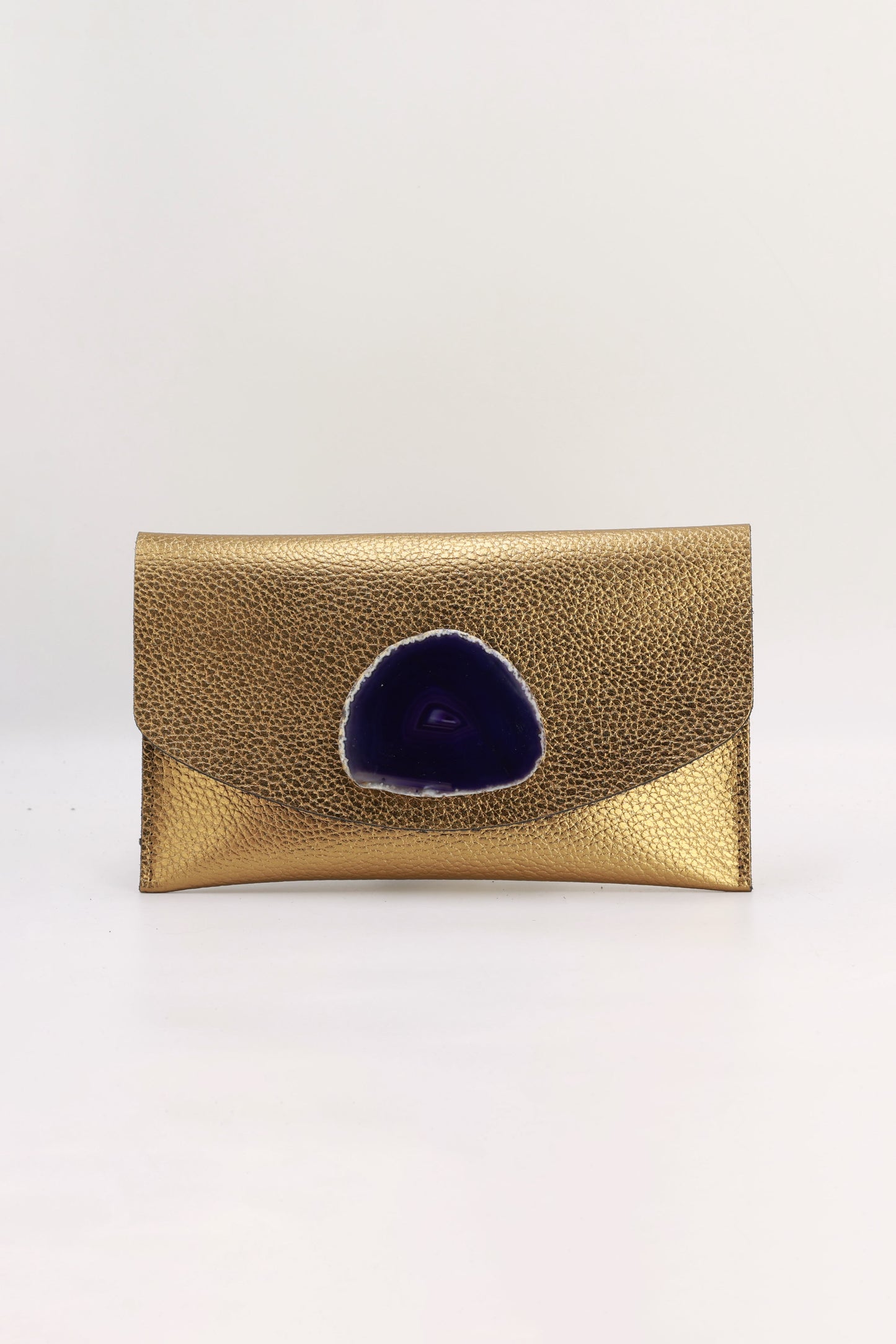 Cartera Midi Dorada Ágata Morada