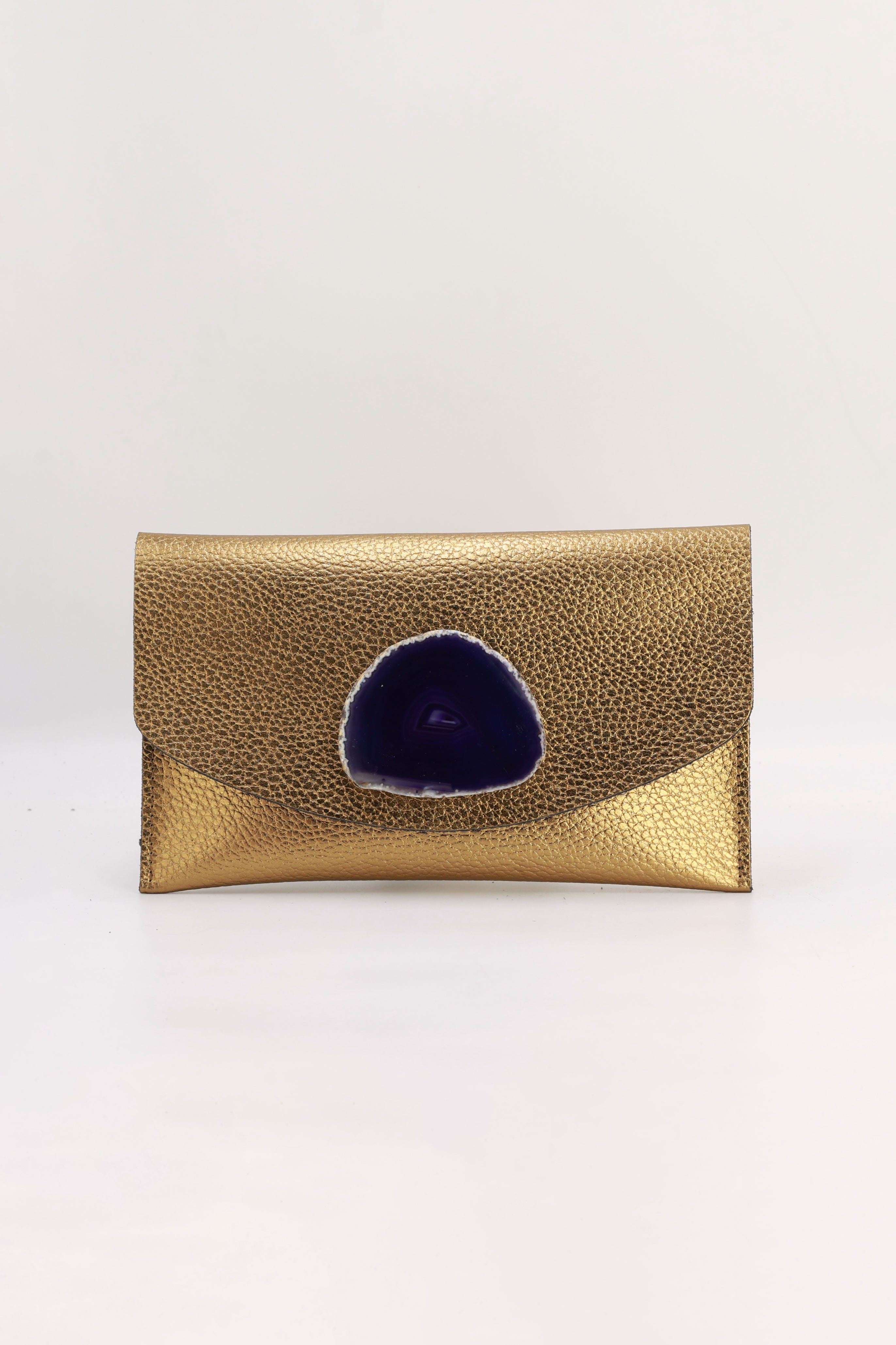 Cartera Midi Dorada Ágata Morada