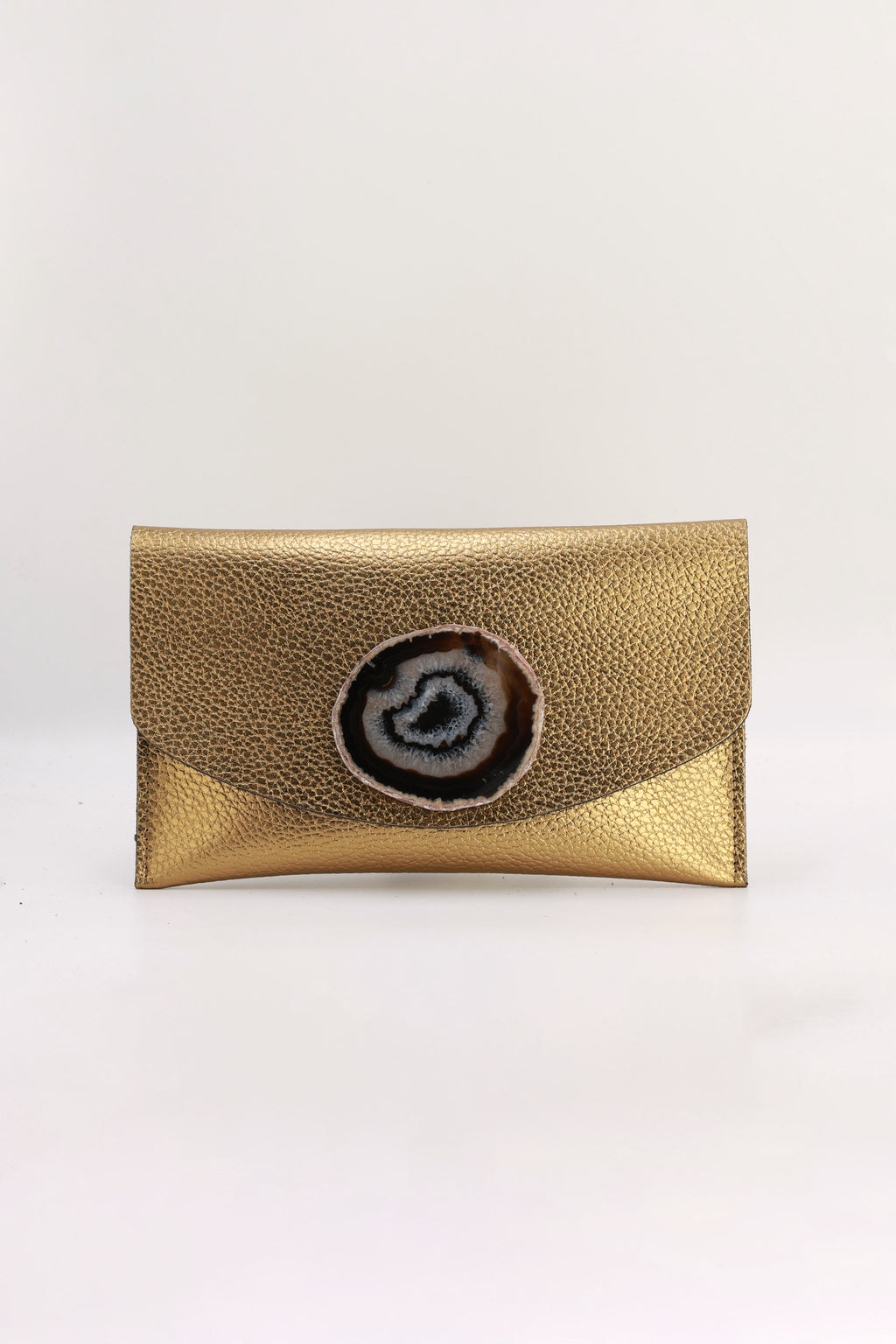 Cartera Midi Dorada Ágata Natural