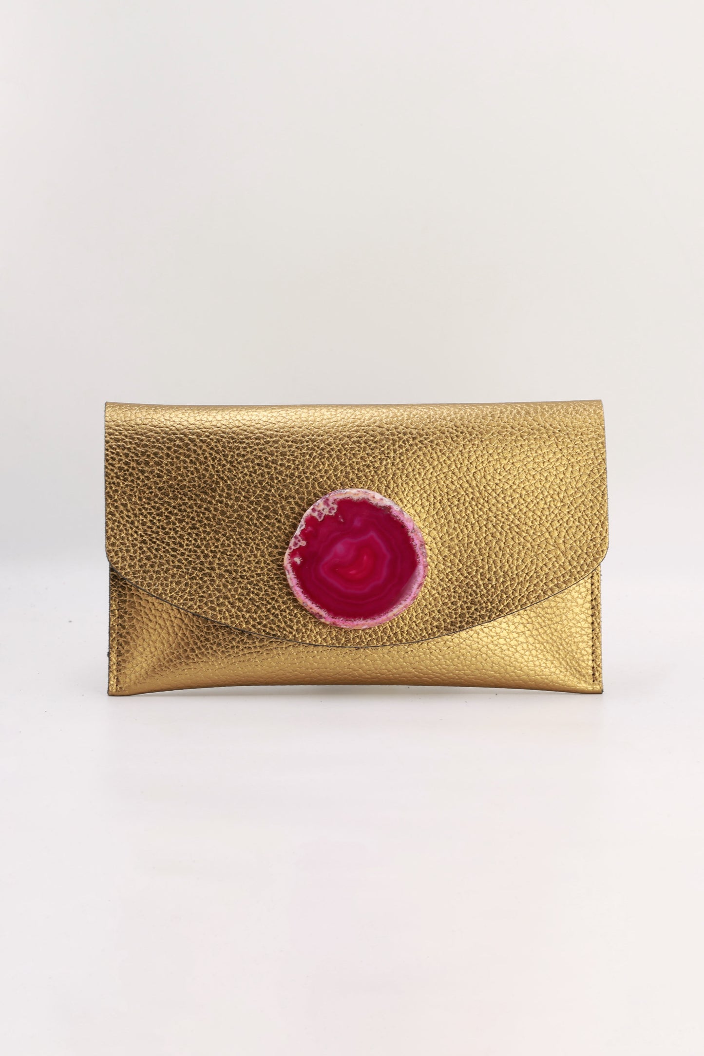 Cartera Midi Dorada Ágata Rosa
