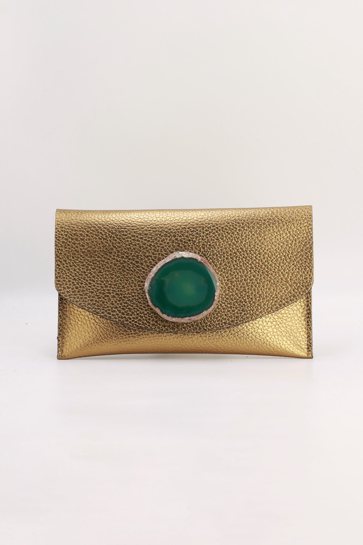 Cartera Midi Dorada Ágata Verde