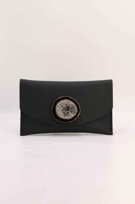Cartera Midi Negra Ágata Natural