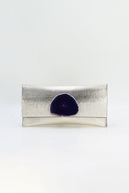 Cartera Mini Premium Grabado Dorado Claro Ágata Morada
