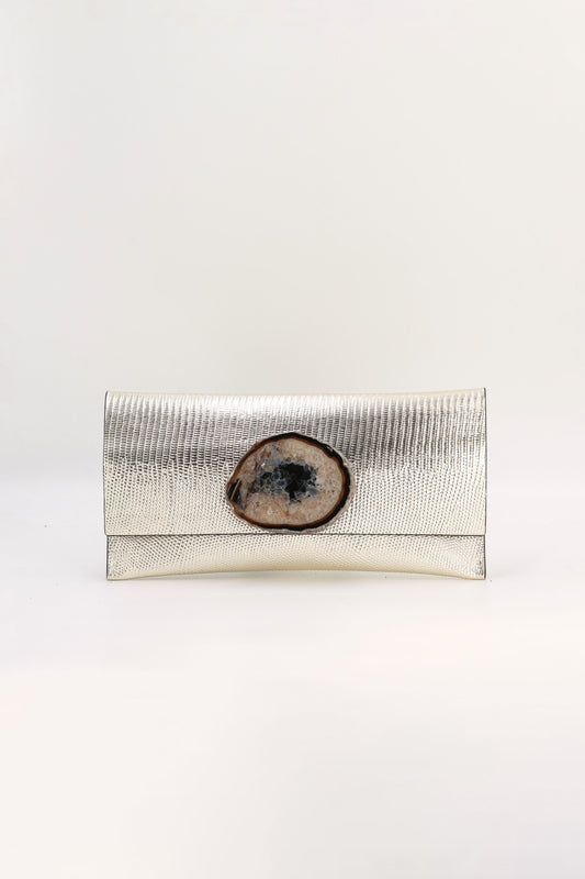 Cartera Mini Premium Grabado Dorado Claro Ágata Natrual