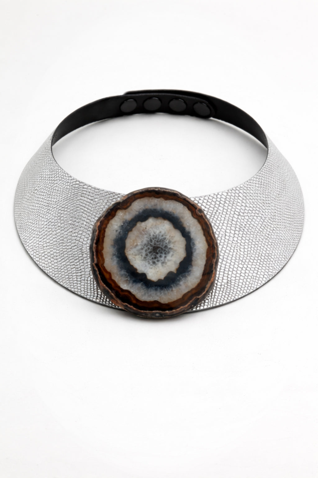 Collar Luz Plateado con Ágata Natural