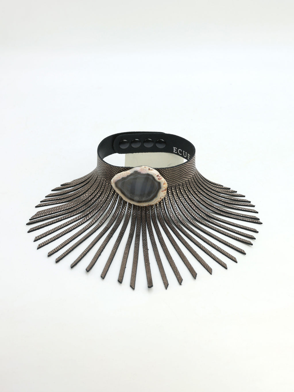Collar Rai Plomo con Ágata Natural