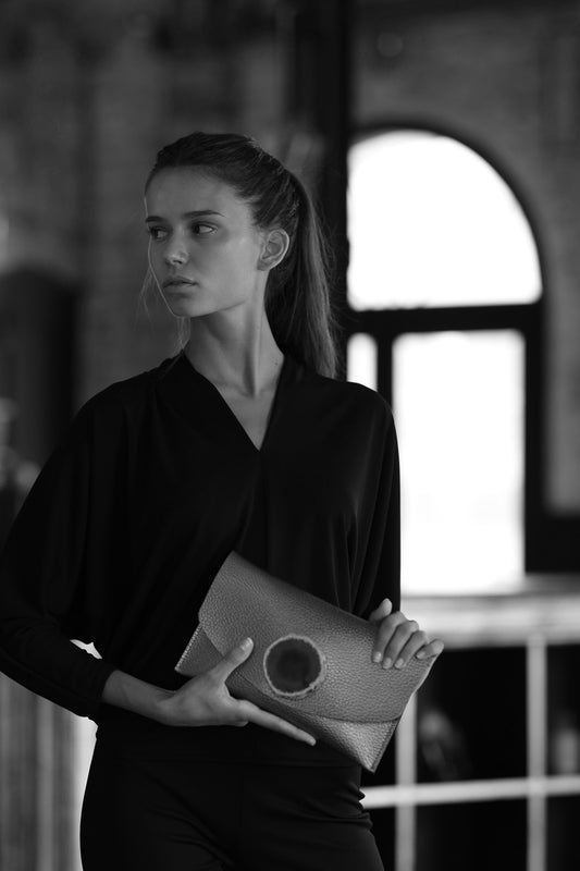 Cartera Midi Dorada Ágata Azul