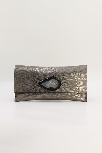 Cartera Mini Premium Grabado Plomo Ágata Natural